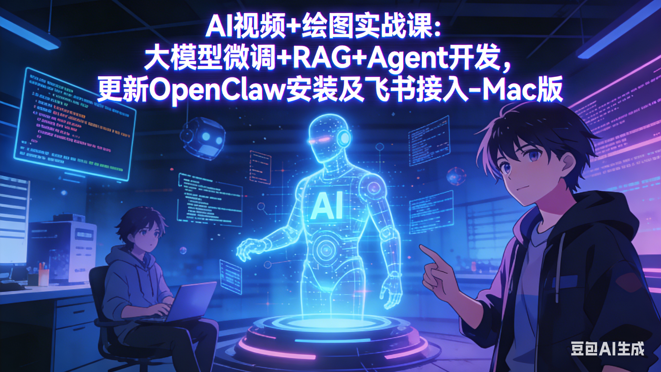 AI视频+绘图实战课：大模型微调+RAG+Agent开发，更新OpenClaw安装及飞书接入-Mac版-源创文化-逐光轻创终点站