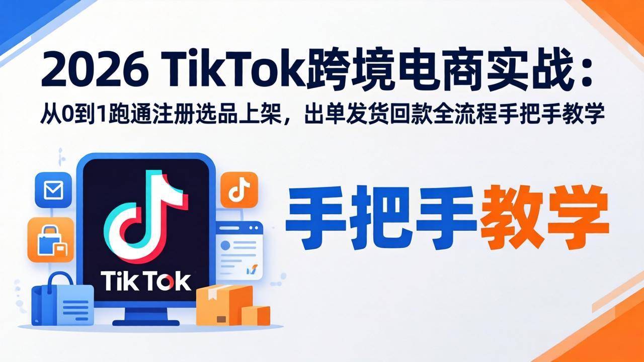 2026TikTok跨境电商实战-更新：从0到1跑通注册选品上架，出单发货回款全流程手把手教学-源创文化-逐光轻创终点站