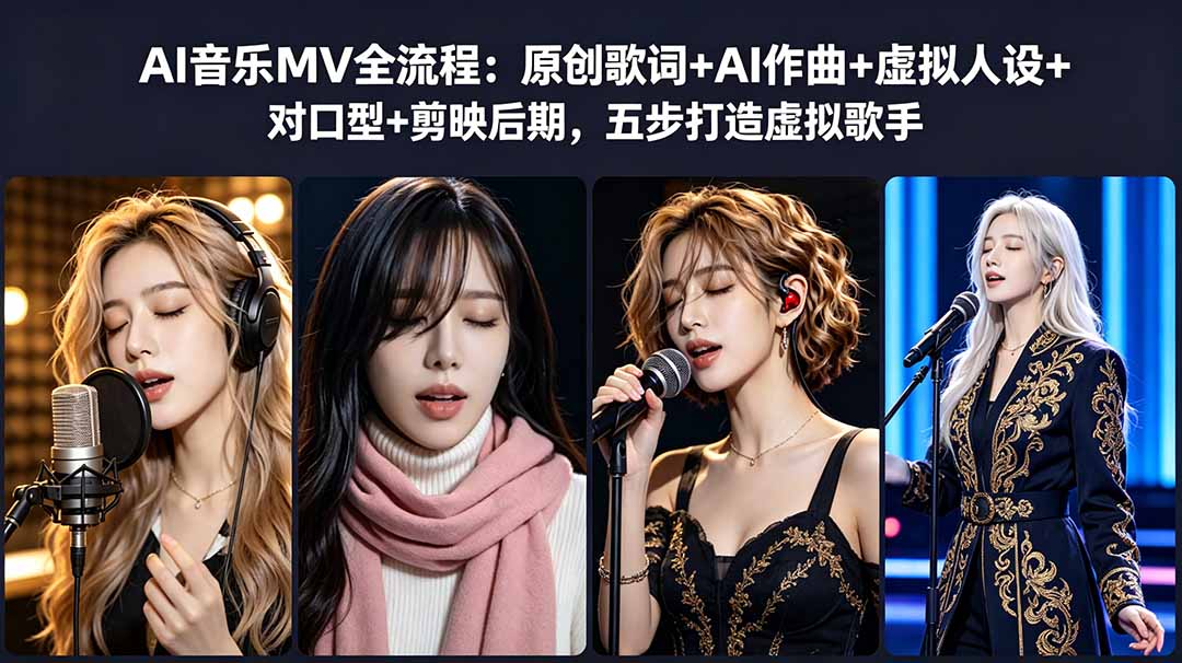 AI音乐MV全流程：原创歌词+AI作曲+虚拟人设+对口型+剪映后期，五步打造虚拟歌手-源创文化-逐光轻创终点站