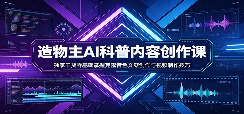 AI科普内容创作课：独家干货零基础掌握克隆音色文案创作与视频制作技巧-源创文化-逐光轻创终点站