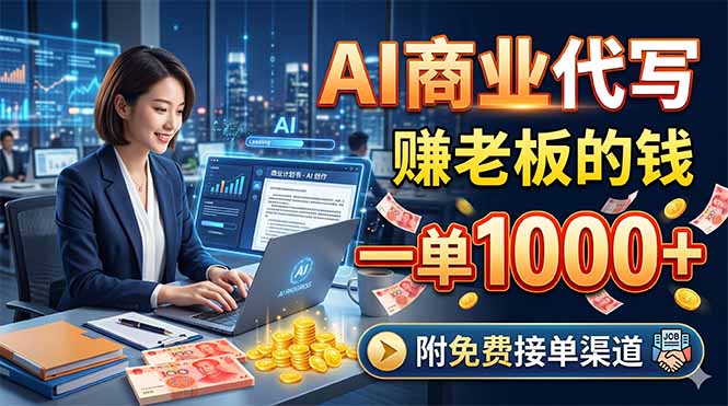 AI商业代写,赚老板的钱,一单1000+,附免费接单渠道-源创文化-逐光轻创终点站