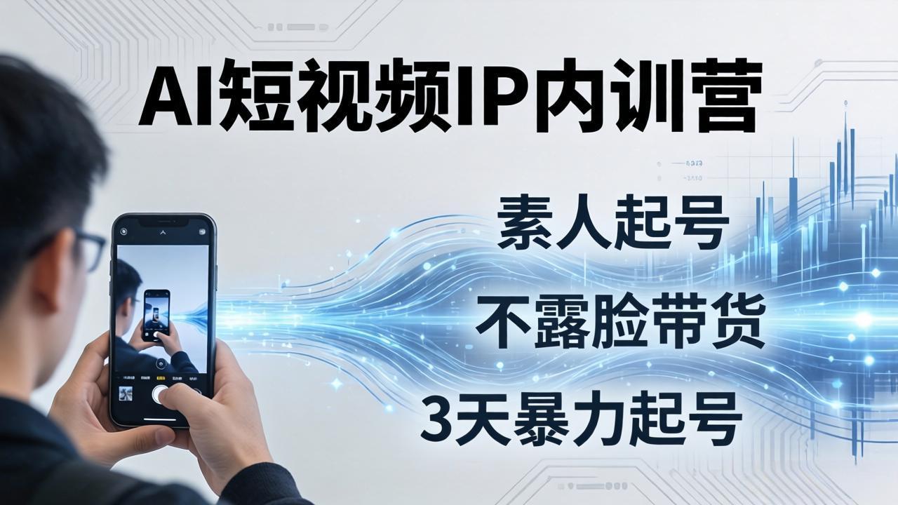 2026AI短视频IP内训营：从素人起号到不露脸带货，3天暴力起号全流程拆解-源创文化-逐光轻创终点站