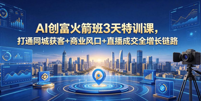 AI创富火箭班3天特训课，打通同城获客+商业风口+直播成交全增长链路，2026年4月新课-源创文化-逐光轻创终点站