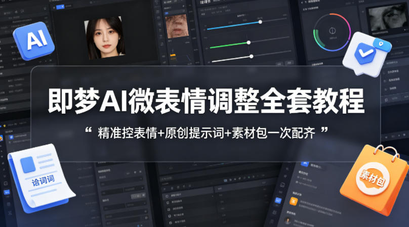 即梦AI微表情调整全套教程，精准控表情+原创提示词+素材包一次配齐-源创文化-逐光轻创终点站