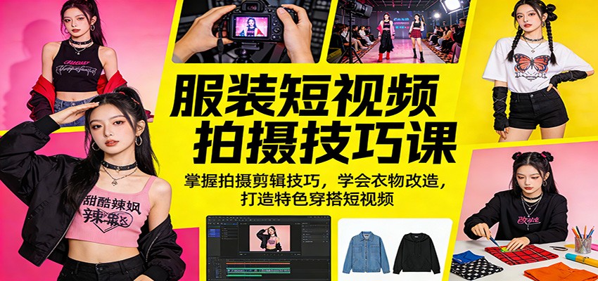服装短视频拍摄技巧课：掌握拍摄剪辑技巧，学会衣物改造，打造特色穿搭短视频-源创文化-逐光轻创终点站