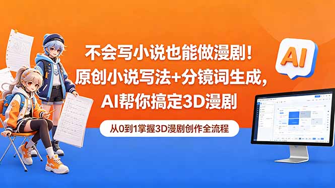 不会写小说也能做漫剧！原创小说写法+分镜词生成，AI帮你搞定3D漫剧-源创文化-逐光轻创终点站