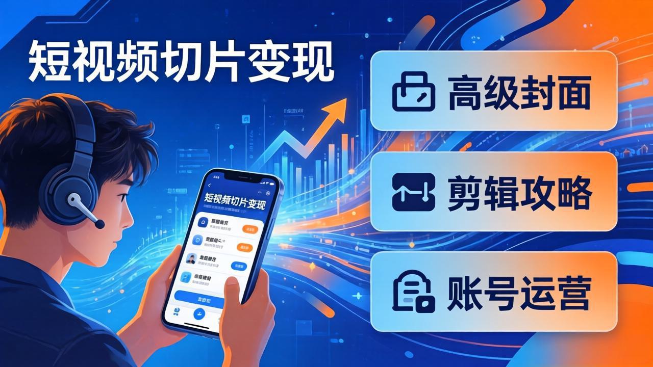 短视频切片变现速成班2.0：高级封面+剪辑攻略+账号运营，0基础小白快速入局副业-源创文化-逐光轻创终点站