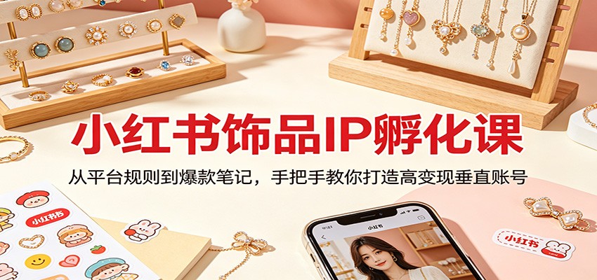 小红书饰品IP孵化课：从平台规则到爆款笔记，手把手教你打造高变现垂直账号-源创文化-逐光轻创终点站