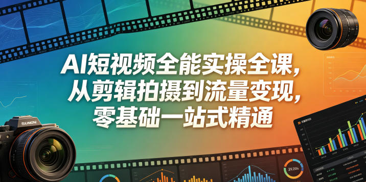 AI短视频全能实操全课，从剪辑拍摄到流量变现，零基础一站式精通-源创文化-逐光轻创终点站