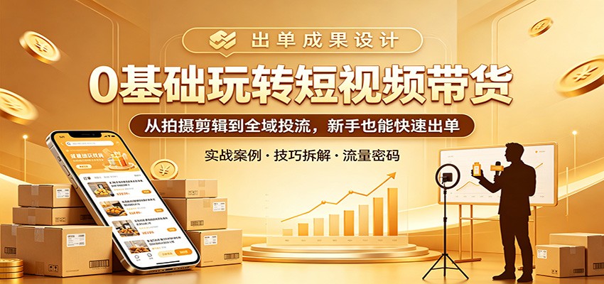 0基础玩转短视频带货：从拍摄剪辑到全域投流，新手也能快速出单-源创文化-逐光轻创终点站