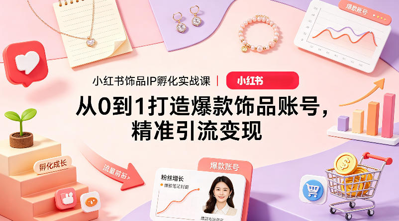小红书饰品IP孵化实战课｜从0到1打造爆款饰品账号，精准引流变现-源创文化-逐光轻创终点站