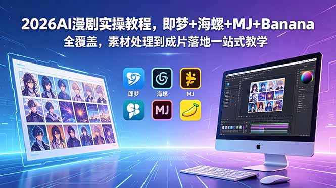 2026AI漫剧实操教程,即梦+海螺+MJ+Banana全覆盖,素材处理到成片落地一站式教学-源创文化-逐光轻创终点站