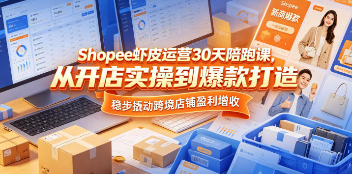 Shopee虾皮运营30天陪跑课，从开店实操到爆款打造，稳步撬动跨境店铺盈利增收-源创文化-逐光轻创终点站