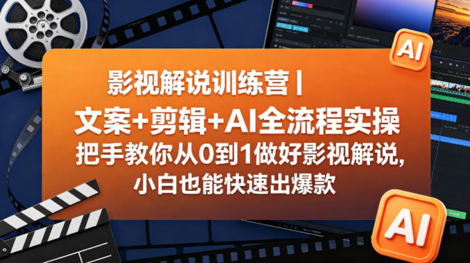 影视解说训练营｜文案+剪辑+AI全流程实操，把手教你从0到1做好影视解说，小白也能快速出爆款-源创文化-逐光轻创终点站