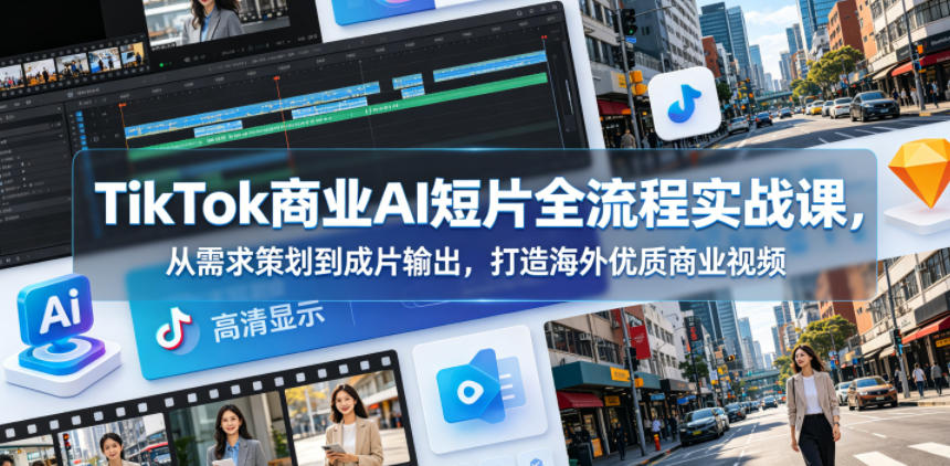 TikTok商业AI短片全流程实战课，从需求策划到成片输出，打造海外优质商业视频-源创文化-逐光轻创终点站