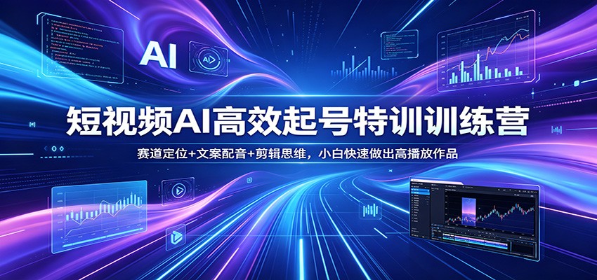 短视频AI高效起号特训训练营：赛道定位+文案配音+剪辑思维，小白快速做出高播放作品-源创文化-逐光轻创终点站