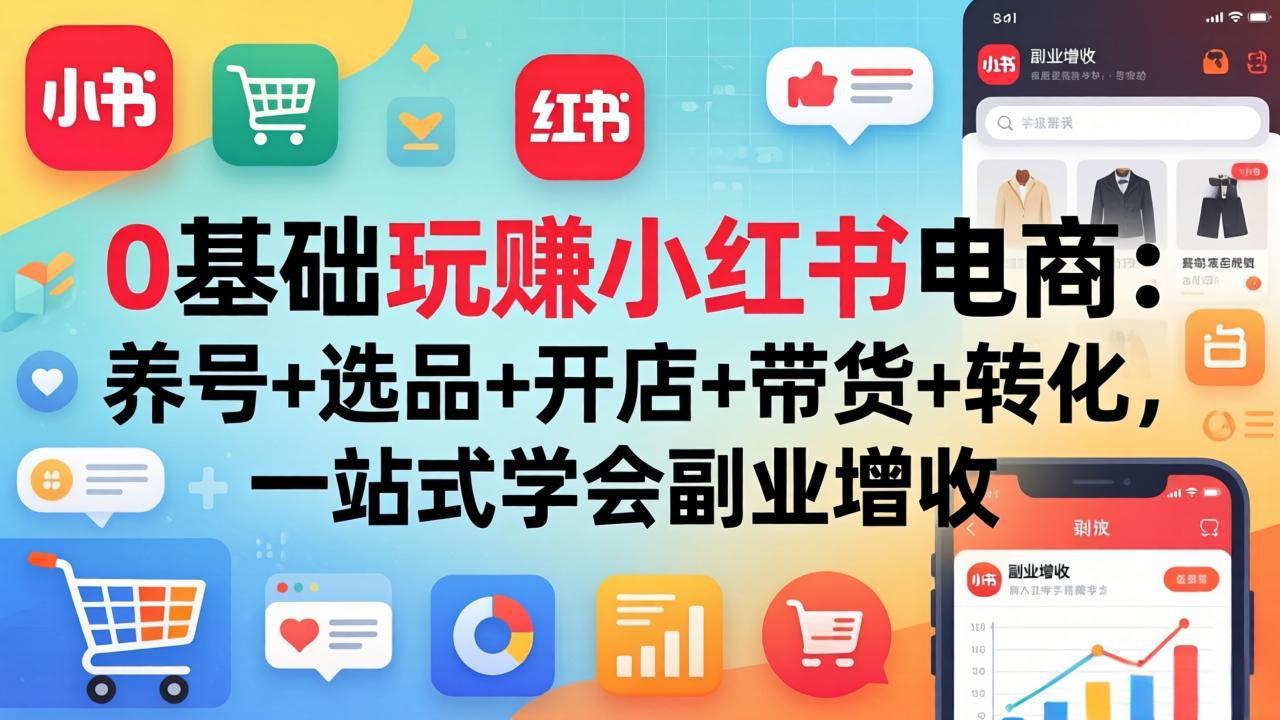 0基础玩赚小红书电商：养号+选品+开店+带货+转化，一站式学会副业增收-源创文化-逐光轻创终点站