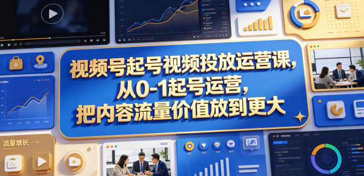 视频号起号视频投放运营课,从0-1起号运营,把内容流量价值放到更大-源创文化-逐光轻创终点站