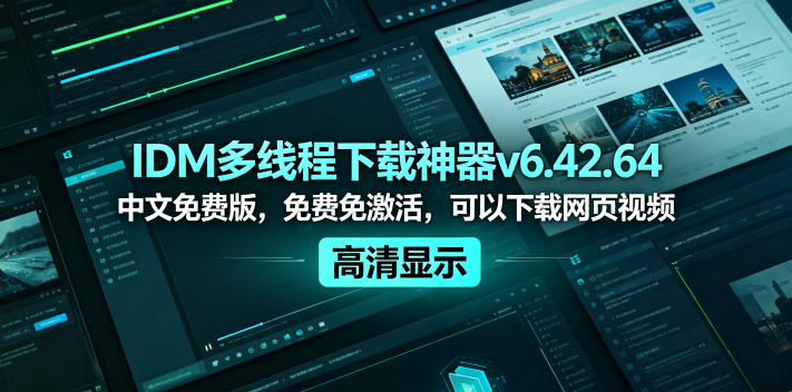 IDM多线程下载神器v6.42.64中文免费版，免费免激活，可以下载网页视频(例如飞书文档内的视频)-源创文化-逐光轻创终点站