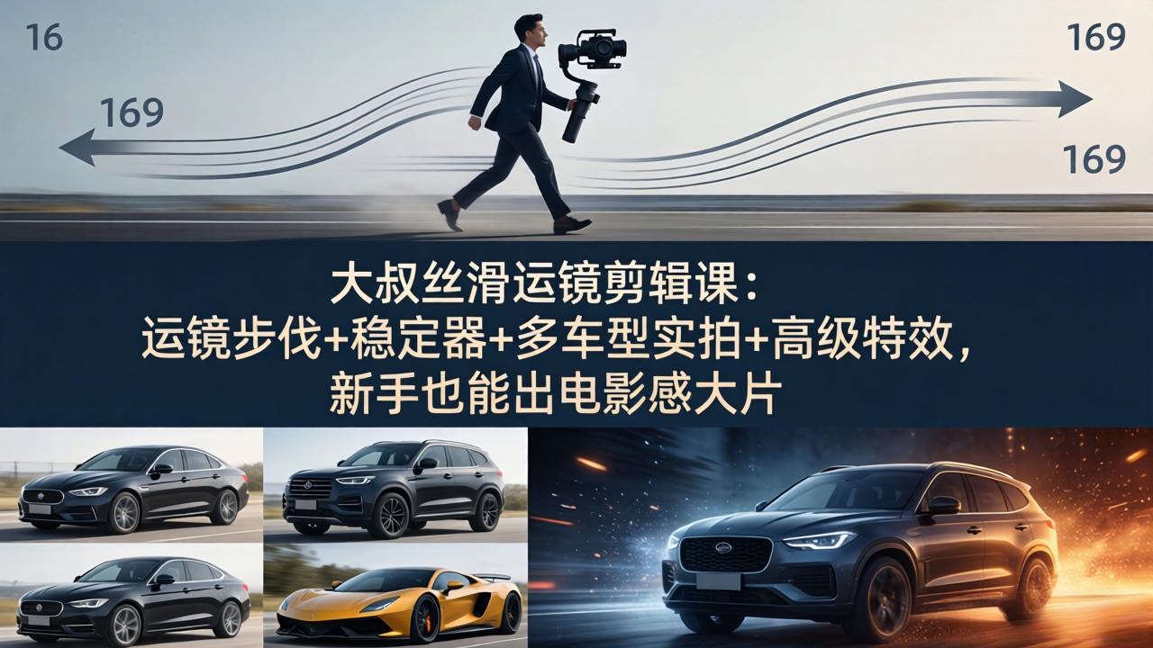 大叔丝滑运镜剪辑课：运镜步伐+稳定器+多车型实拍+高级特效，新手也能出电影感大片-源创文化-逐光轻创终点站