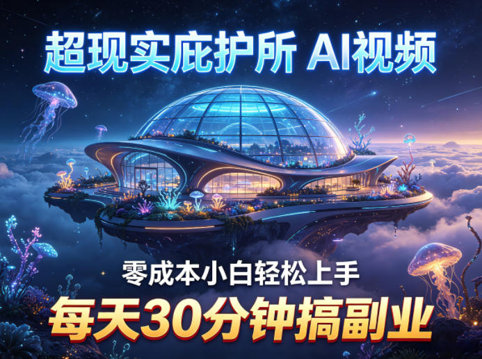 超现实庇护所AI视频项目拆解，零成本小白轻松上手，每天30分钟搞副业-源创文化-逐光轻创终点站