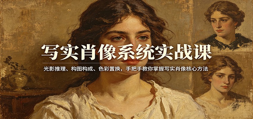 写实肖像系统实战课：光影推理、构图构成、色彩置换，手把手教你掌握写实肖像核心方法-源创文化-逐光轻创终点站