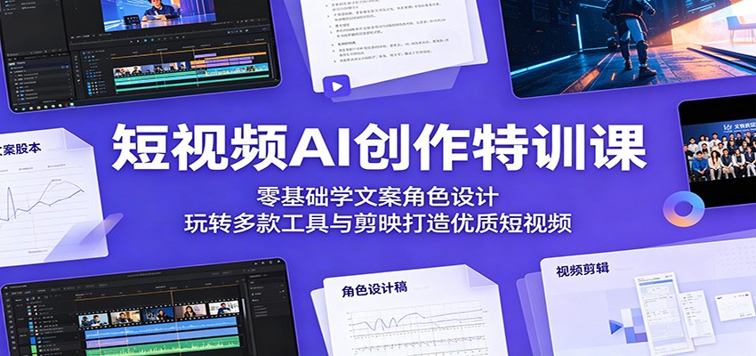 短视频AI创作特训课：零基础学文案角色设计，玩转多款工具与剪映打造优质短视频-源创文化-逐光轻创终点站