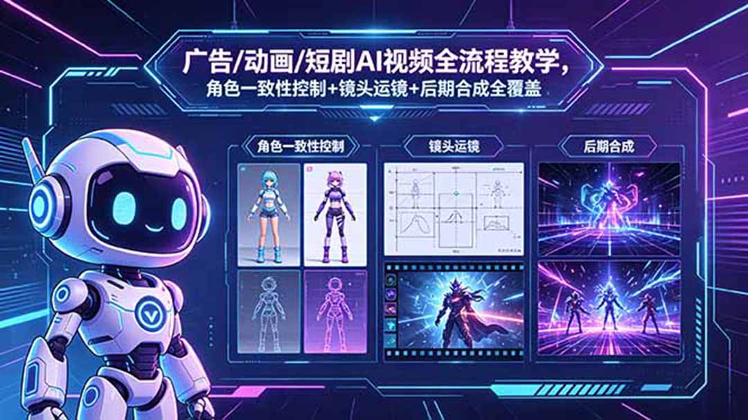 广告/动画/短剧AI视频全流程教学，角色一致性控制+镜头运镜+后期合成全覆盖-源创文化-逐光轻创终点站