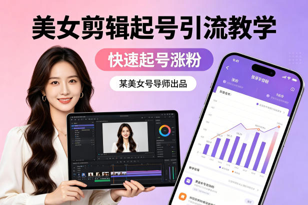 某美女号导师出品：美女剪辑起号引流教学，快速起号涨粉-源创文化-逐光轻创终点站