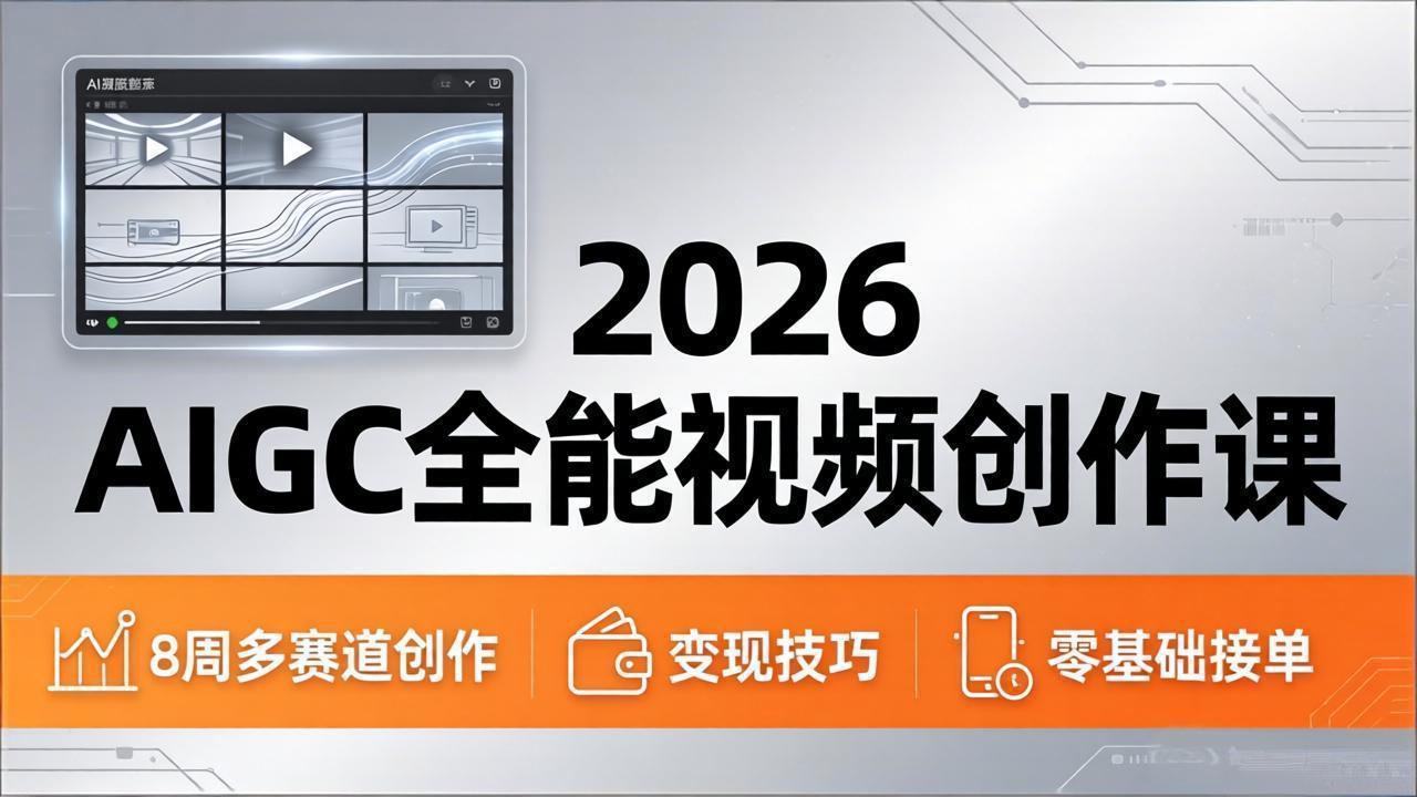 2026AIGC全能视频创作课，8周吃透多赛道创作+变现，零基础也能高效出片接单-源创文化-逐光轻创终点站