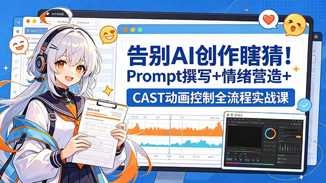 告别AI创作瞎猜!Prompt撰写+情绪营造+CAST动画控制全流程实战课-源创文化-逐光轻创终点站