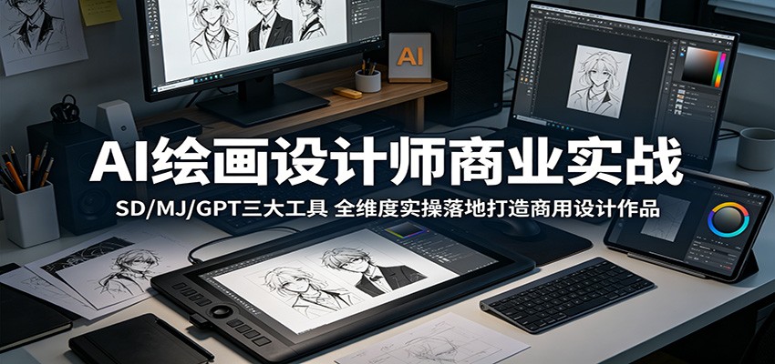 AI绘画设计师商业实战：SD/MJ/GPT三大工具，全维度实操落地打造商用设计作品-源创文化-逐光轻创终点站