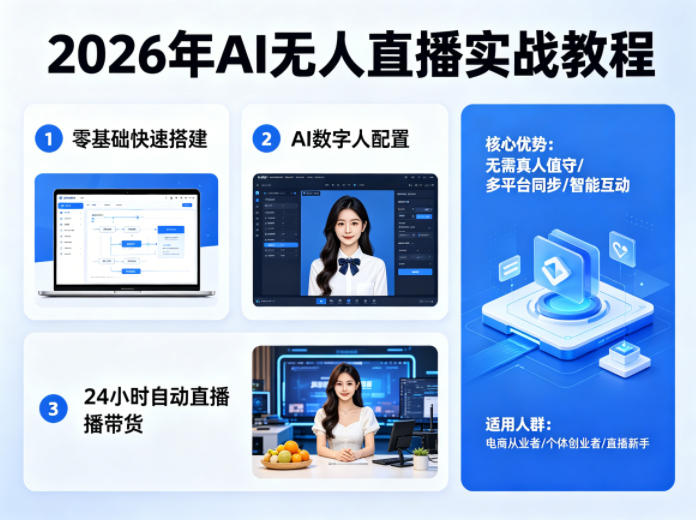 2026年AI无人直播实战教程，零基础也能快速搭建AI数字人无人直播间，实现24小时自动直播带货-源创文化-逐光轻创终点站