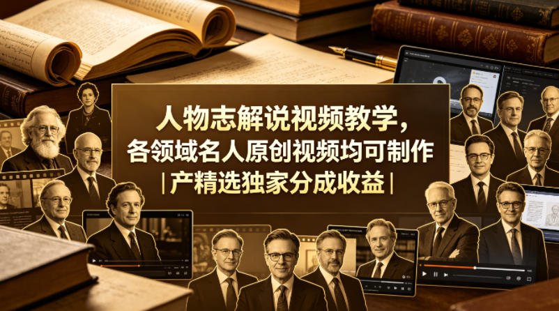 人物志解说视频教学，各领域名人原创视频均可制作丨精选独家分成收益（更新0430）