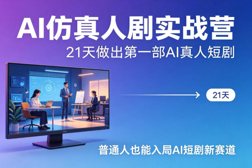 AI仿真人剧实战营，21天做出第一部AI真人短剧，普通人也能入局AI短剧新赛道-源创文化-逐光轻创终点站