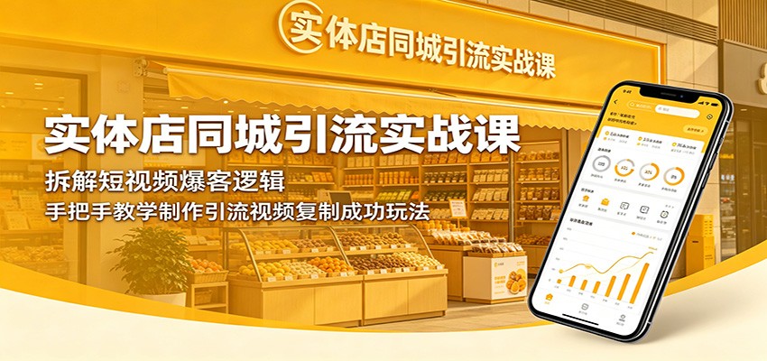实体店同城引流实战课：拆解短视频爆客逻辑，手把手教学制作引流视频复制成功玩法-源创文化-逐光轻创终点站