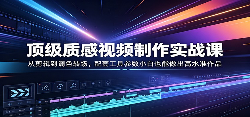 顶级质感视频制作实战课：从剪辑到调色转场，配套工具参数小白也能做出高水准作品-源创文化-逐光轻创终点站