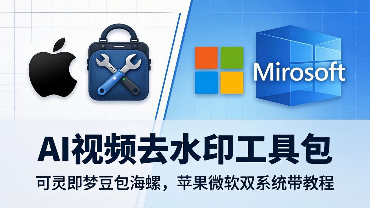 AI视频去水印工具包：可灵即梦豆包海螺，苹果微软双系统带教程-源创文化-逐光轻创终点站