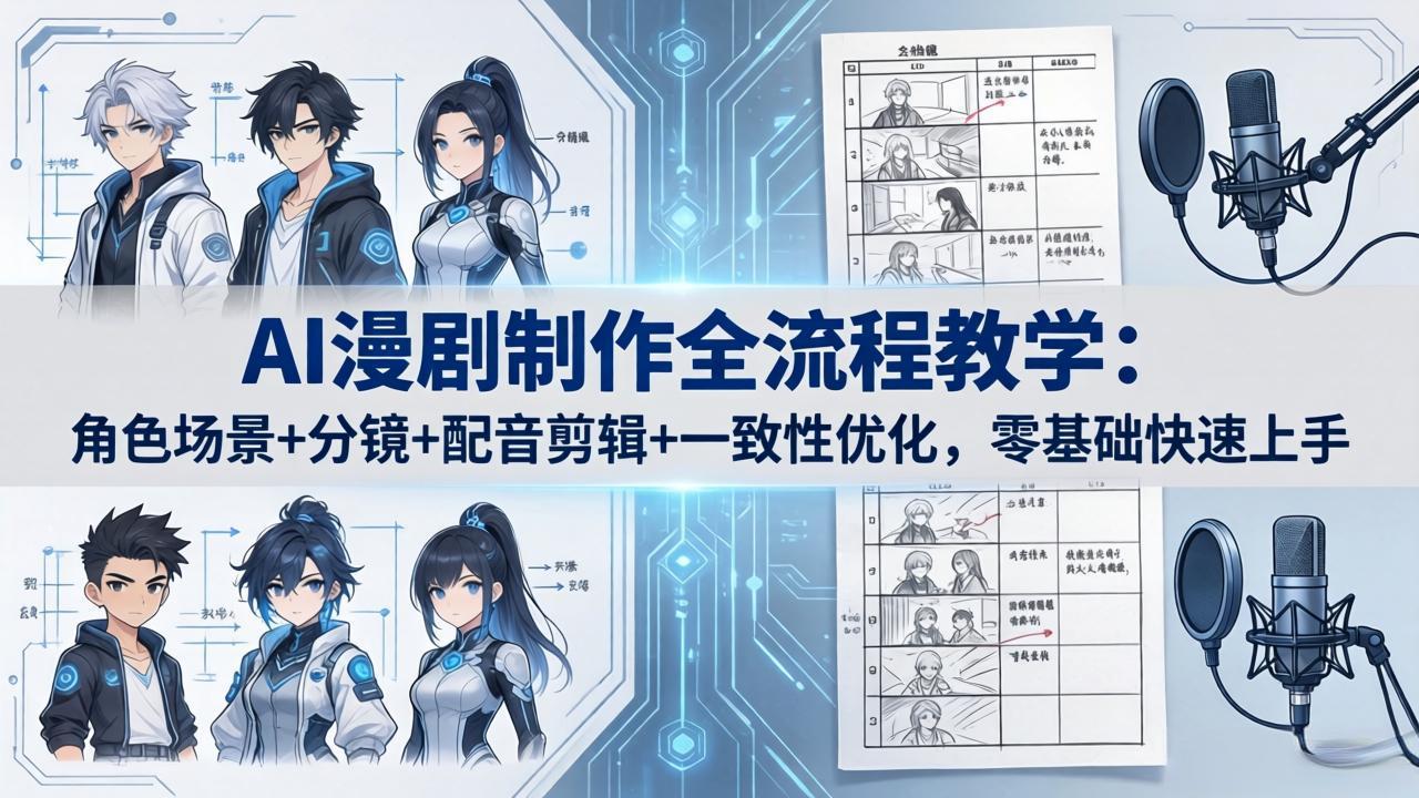 AI漫剧制作全流程教学：角色场景+分镜+配音剪辑+一致性优化，零基础快速上手-源创文化-逐光轻创终点站