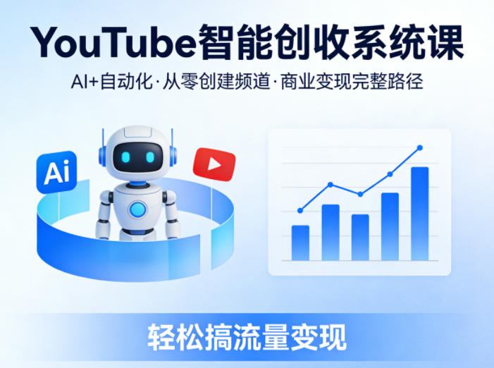 YouTube智能创收系统课，AI+自动化，从零创建YouTube频道并实现商业变现的完整路径，轻松搞流量变现-源创文化-逐光轻创终点站