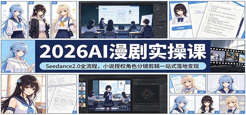 2026AI漫剧实操课：Seedance2.0全流程，小说授权角色分镜剪辑一站式落地变现-源创文化-逐光轻创终点站