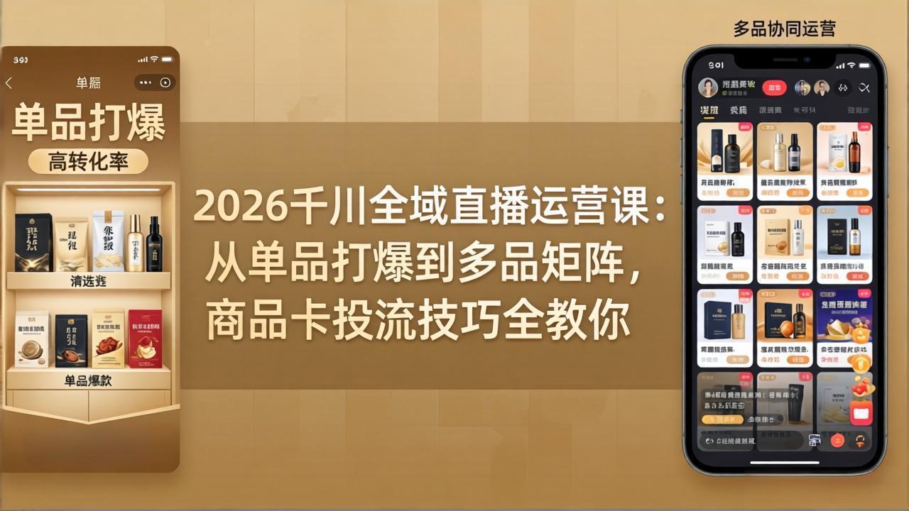 2026千川全域直播运营课：从单品打爆到多品矩阵，商品卡投流技巧全教你-源创文化-逐光轻创终点站