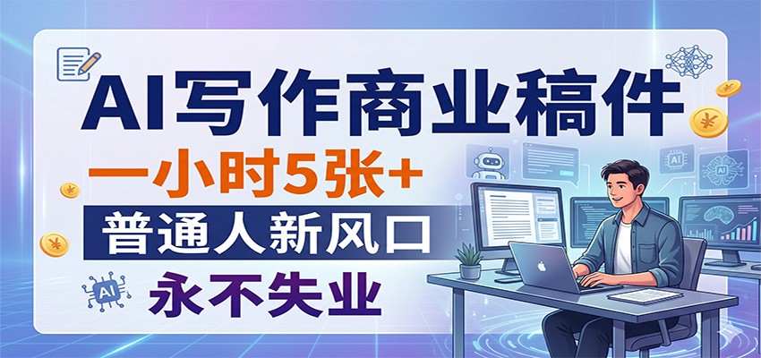 AI写作商业稿件，一小时5张+，普通人新风口，永不失业-源创文化-逐光轻创终点站