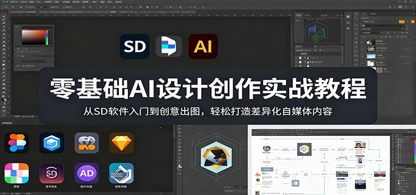 零基础AI设计创作实战教程：从SD软件入门到创意出图，轻松打造差异化自媒体内容-源创文化-逐光轻创终点站