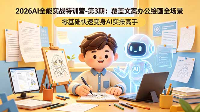 2026AI全能实战特训营-第3期：覆盖文案办公绘画全场景 零基础快速变身AI实操高手-源创文化-逐光轻创终点站