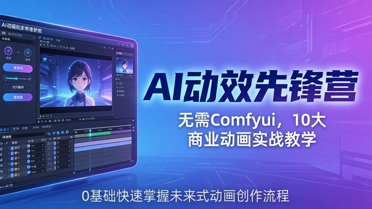 AI 动效先锋营：无需Comfyui，10大商业动画实战教学，0基础快速掌握未来式动画创作流程-源创文化-逐光轻创终点站