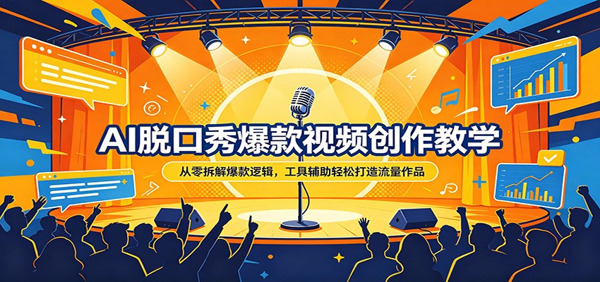 AI脱口秀爆款视频创作教学：从零拆解爆款逻辑，工具辅助轻松打造流量作品-源创文化-逐光轻创终点站