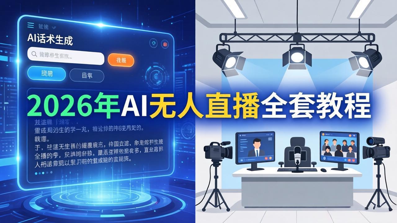 2026年AI无人直播全套教程：OBS安装+软件配置+直播间搭建+话术生成+一键开播实操-源创文化-逐光轻创终点站