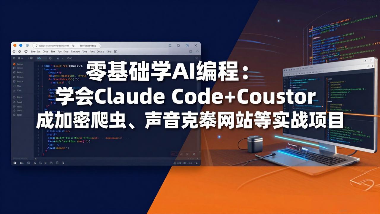 零基础学AI编程：学会Claude Code+Cursor完成加密爬虫、声音克隆网站等实战项目-源创文化-逐光轻创终点站