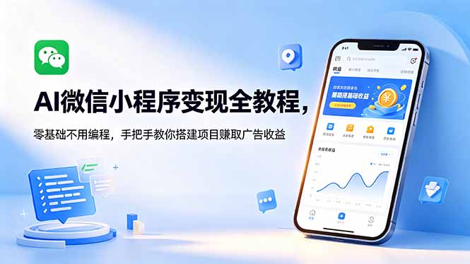 AI微信小程序变现全教程,零基础不用编程,手把手教你搭建项目赚取广告收益-源创文化-逐光轻创终点站